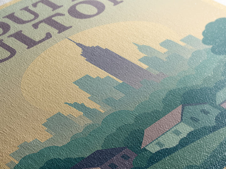 South Fulton Georgia Travel Poster, Canvas Print, Vaporwave Skyline Art Wall Art, South Fulton Wall Art, Fine Art Print, Travel Wall Art