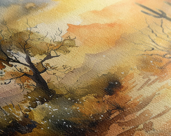 Desert Landscape Watercolor Painting, Wood Framed Canvas Print, Utah Desert Painting, Metal Print, Farmhouse Decor