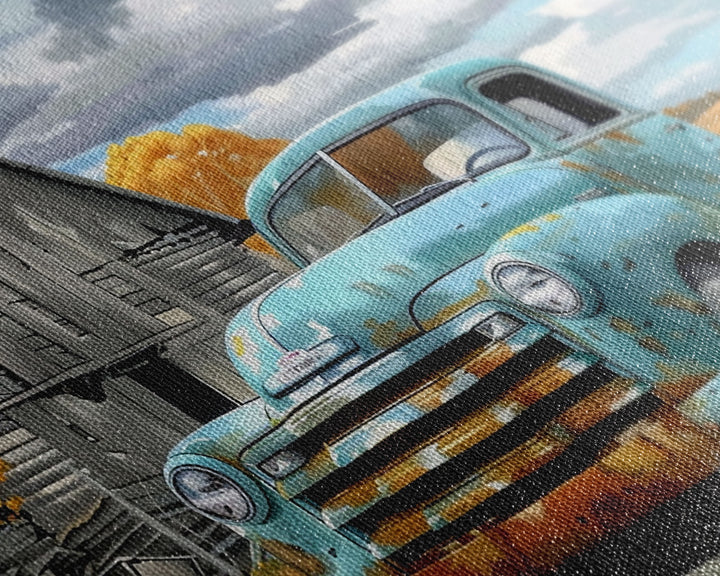 Painting Of An Old Farmstead Framed Canvas Print, Metal Art, Living Room Wall Art, Original Art, Above Couch Art, Whimiscal Kitsch Decor