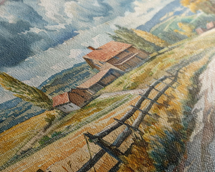 Primitive Farmhouse Watercolor Painting Framed Canvas Print, Framed Art, Wood Frame Art, Kitsch Decor, Southwestern Decor, Rustic Art