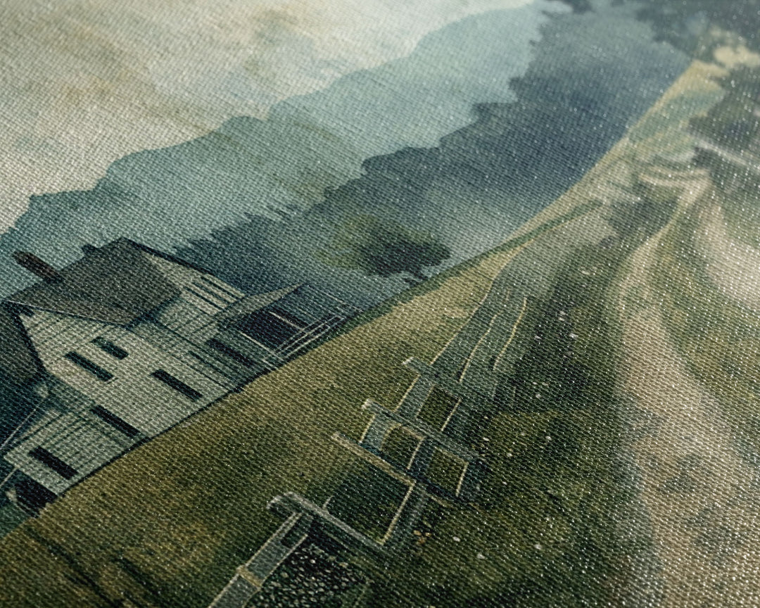 Old Country Road Wall Art Framed Canvas Print, Cottagecore Oil Painting, Kitsch Minimalist Wall Art, Farmhouse Wall Decor, Rustic Decor