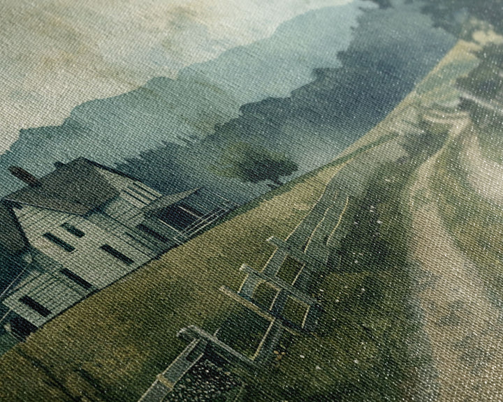 Old Country Road Wall Art Framed Canvas Print, Cottagecore Oil Painting, Kitsch Minimalist Wall Art, Farmhouse Wall Decor, Rustic Decor