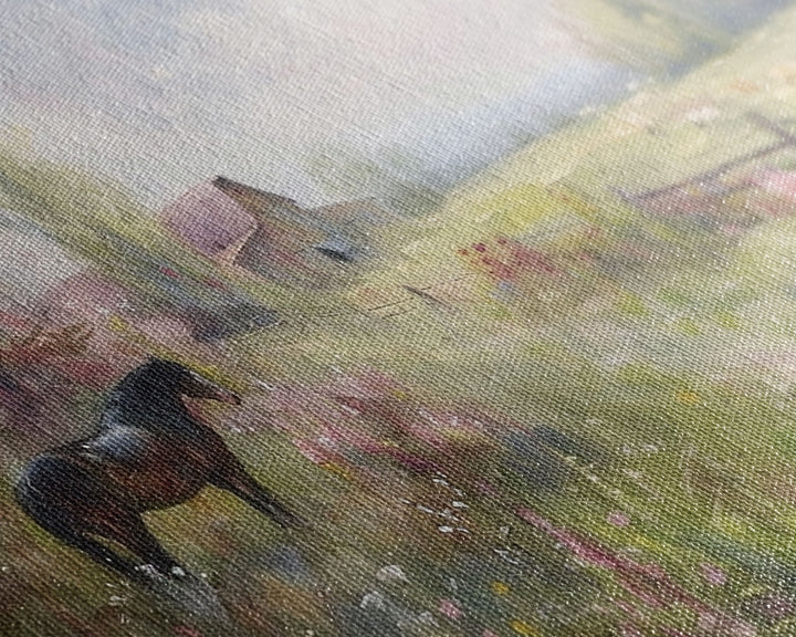 Rustic Farmhouse Decor, Horse Painting Framed Canvas Print, Lake House Decor, Cabin Decor, Interior Design, Farmhouse Home Decor