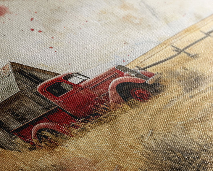 Rusty Old Truck On The Farm Framed Canvas Print, Primitive Home Decor, Art, Kitchen Decor, Living Room Decor