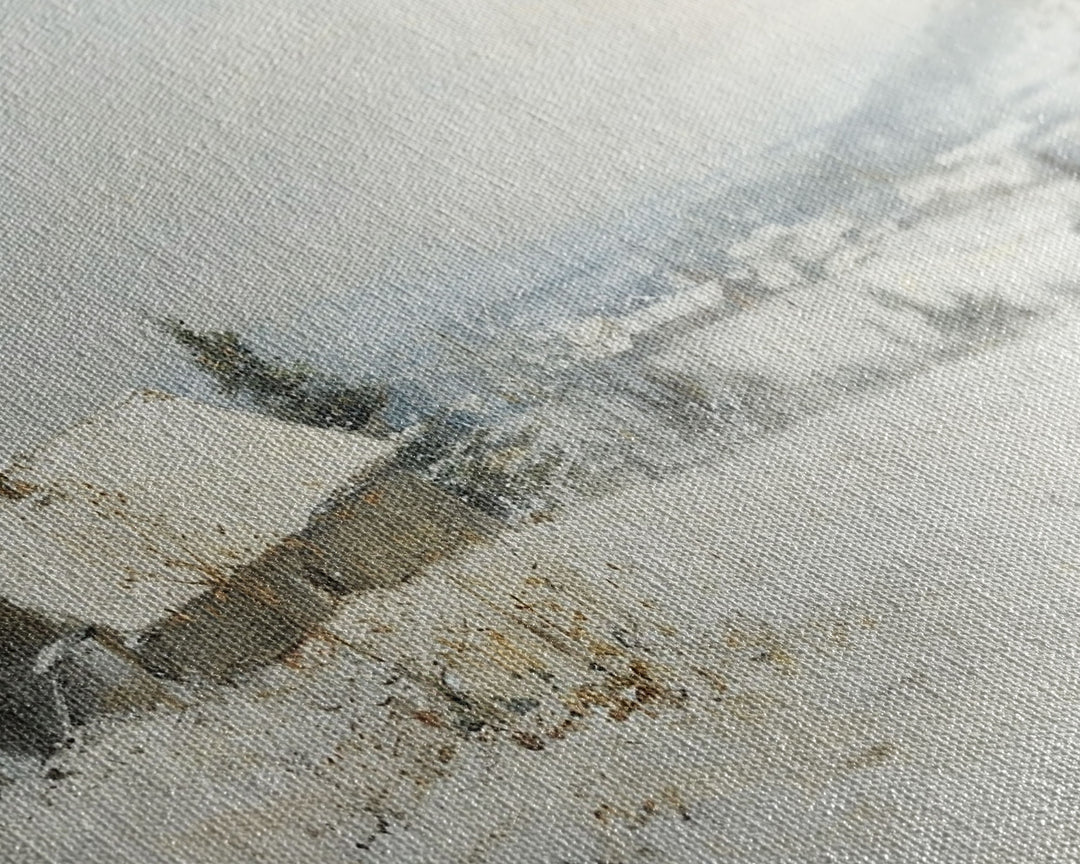 Farmhouse In The Winter, Framed Canvas Print, Christmas Scenary Landscape Painting, Americana Art, Custom Artwork Original