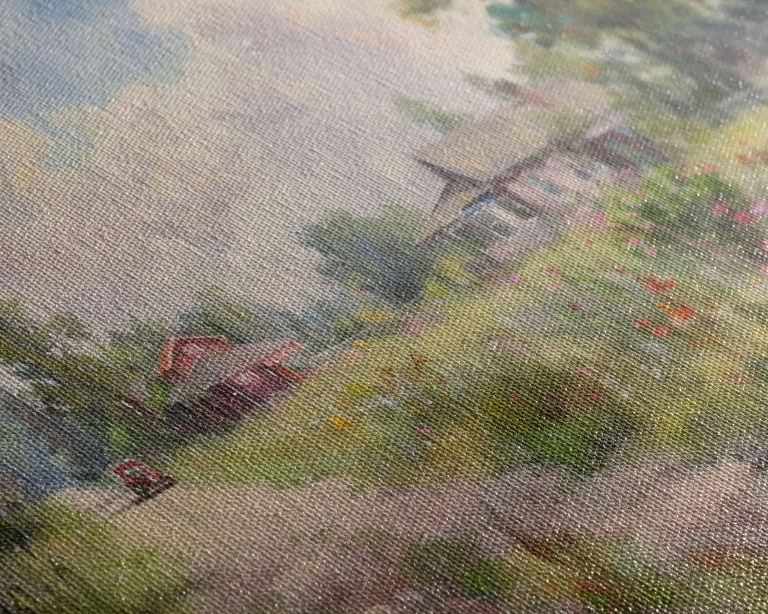 Kitsch Minimalist Watercolor Painting Print Of an Old Country Road, Wood Framed Print, Metal Wall Art, Room Decor, Aesthetic Room Decor