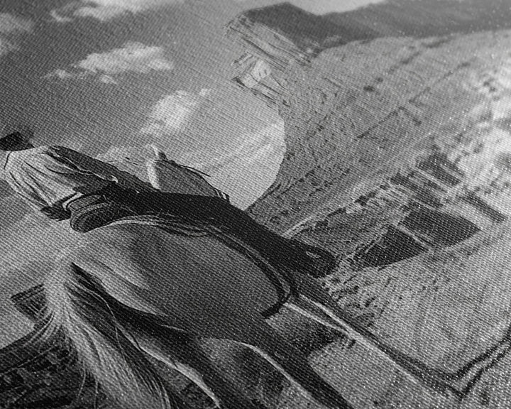 Lonesome Canyon Arizona Framed Canvas Print, Cowboy Print, Black and White Photography Wall Art, Country Farmhouse Decor, Metal Print