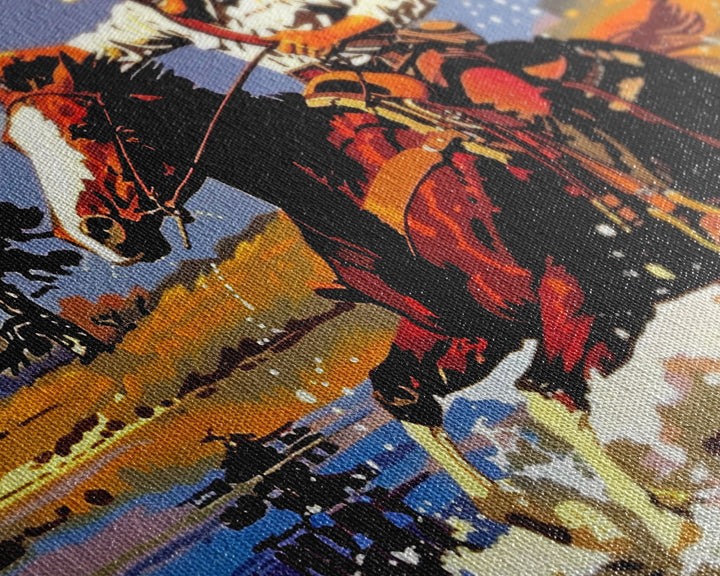 Cowboy Crossing The Colorado River, Arizona Print, Original Painting Framed Canvas Print, Western Home Decor, Wild West Art