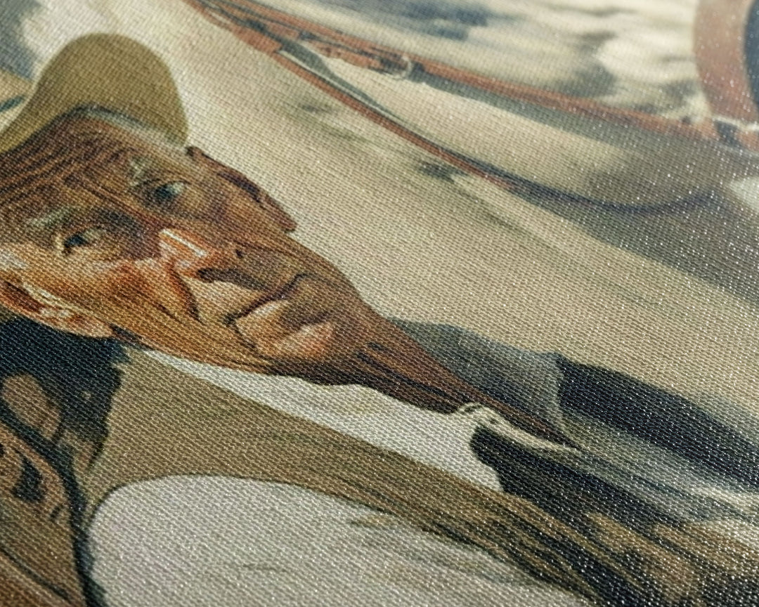 Vintage Cowboys Painting Print Horse Wall Art Canvas Hunting Southwest Sketch Drawing Poster Framed Antique Country Rustic Farmhouse Decor