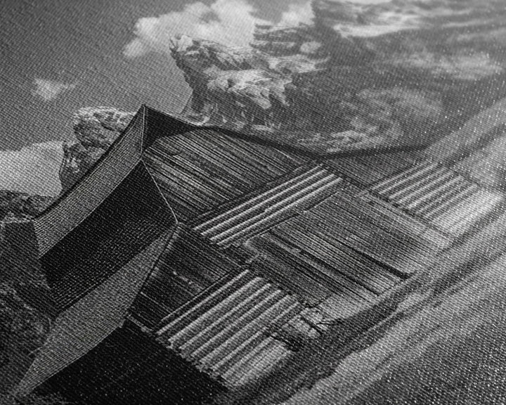 Old Barn Wall Art, Framed Canvas Print or Metal Art, Rustic Homestead Framed Canvas Art, Vintage Old Barn Black and White Wall Art