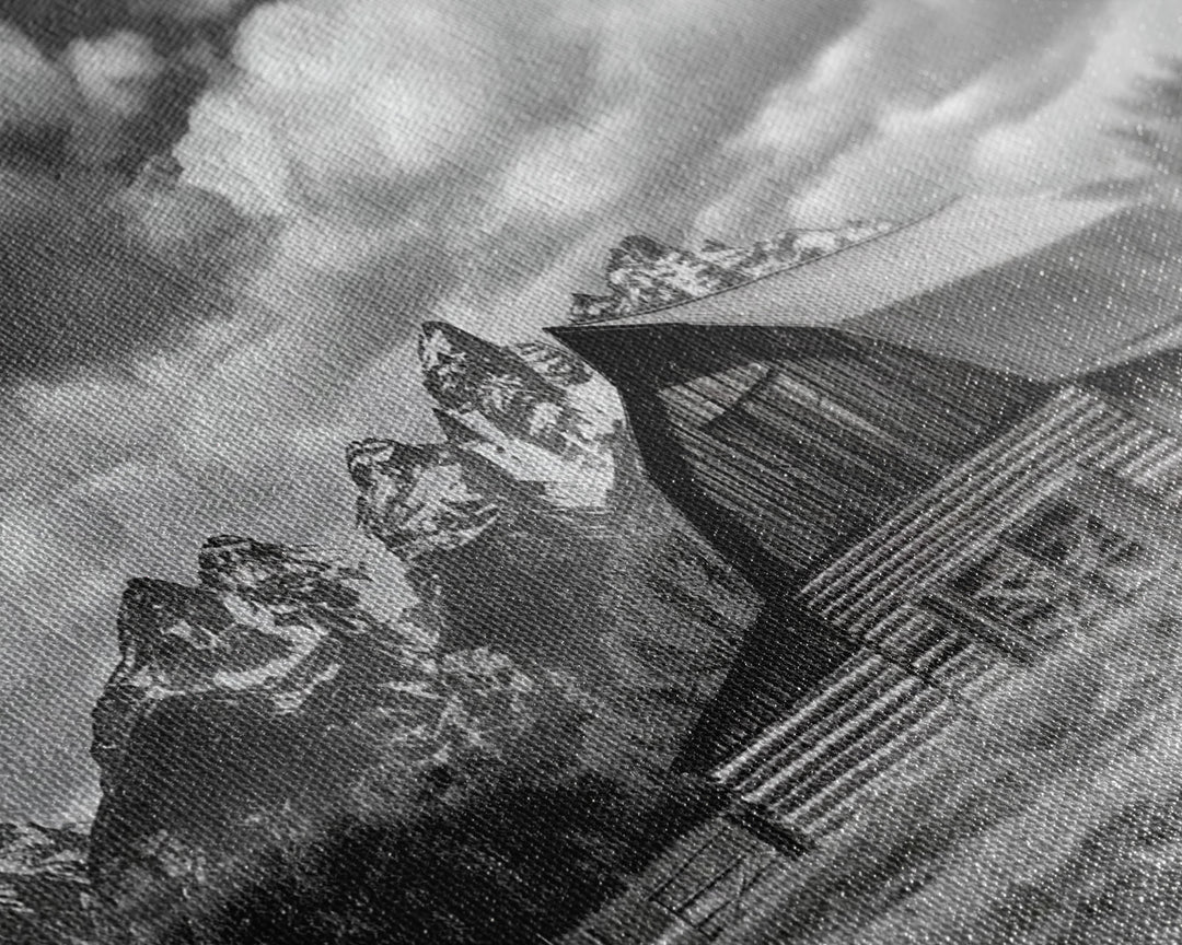 Old Barn Wall Art, Framed Canvas Print or Metal Art, Rustic Homestead Framed Canvas Art, Vintage Old Barn Black and White Wall Art