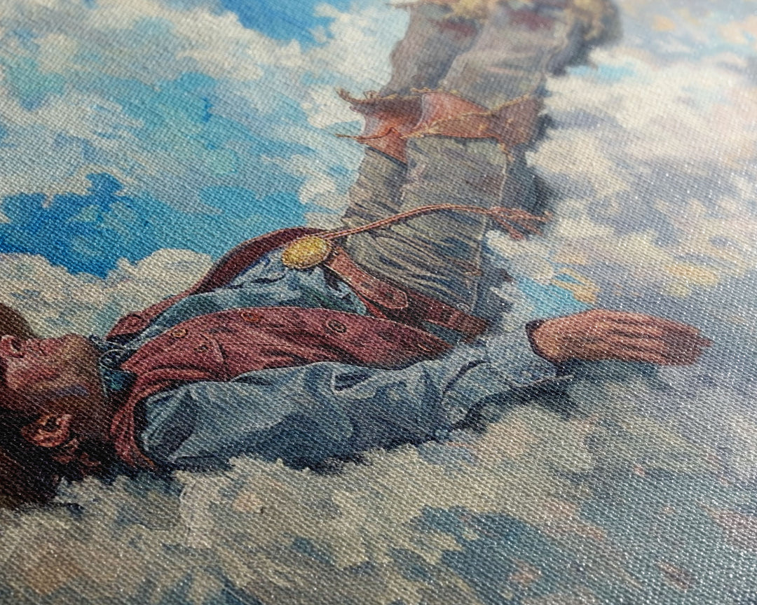 The Heavenly Cowboy | Framed Canvas Print or Metal Art | Wild West Decor | Cottagecore | Southwestern Art Home Decor, Farmhouse Western Art