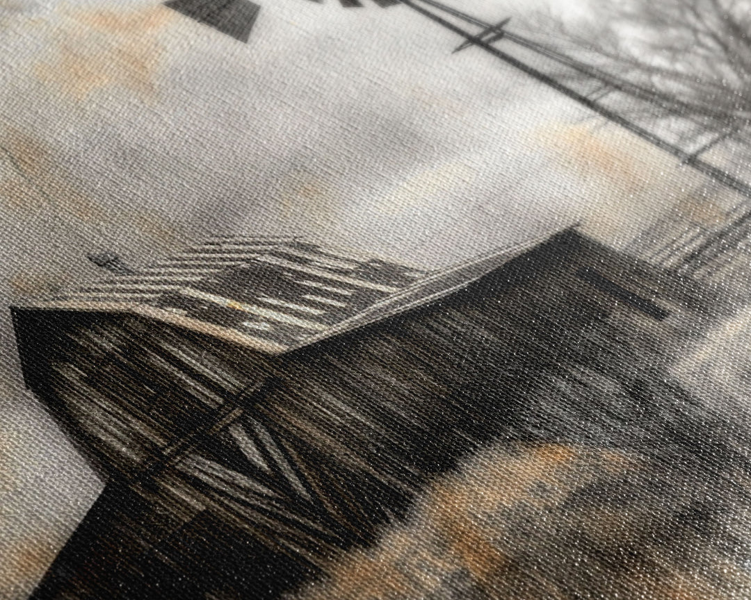 Farmhouse Barn Wall Art Canvas Print Painting Metal Art Vintage Decor Country Art Wood Frame Art Rustic Primitive Art Old Barn Painting