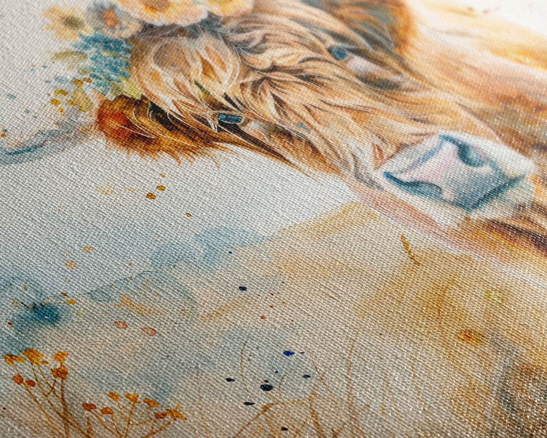 Vintage Cow Painting Framed Canvas Print | Retro Country Decor | Living Room Art | Gift For Her | Vintage Wall Art | Cottage Core Wall Art