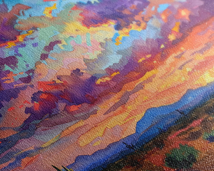 Western Desert Watercolor Framed Canvas Print, Arizona Decor, Pop Art Mid Century Modern Wall Art, Arizona Painting, Southwest Decor