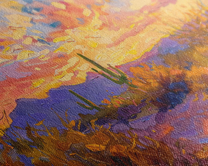 Saguaro Cactus Pop Art Oil Painting Canvas Print, Sedona Arizona, Grand Canyon Painting, Desert Landscape, Southwestern Decor, Kitsch Art