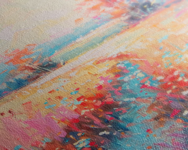 Luminous Landscape with Wildflowers - Framed Canvas Print, Radiant Living Room Art, Bright Bedroom Decor, Colorful Flower Art, Wall Art