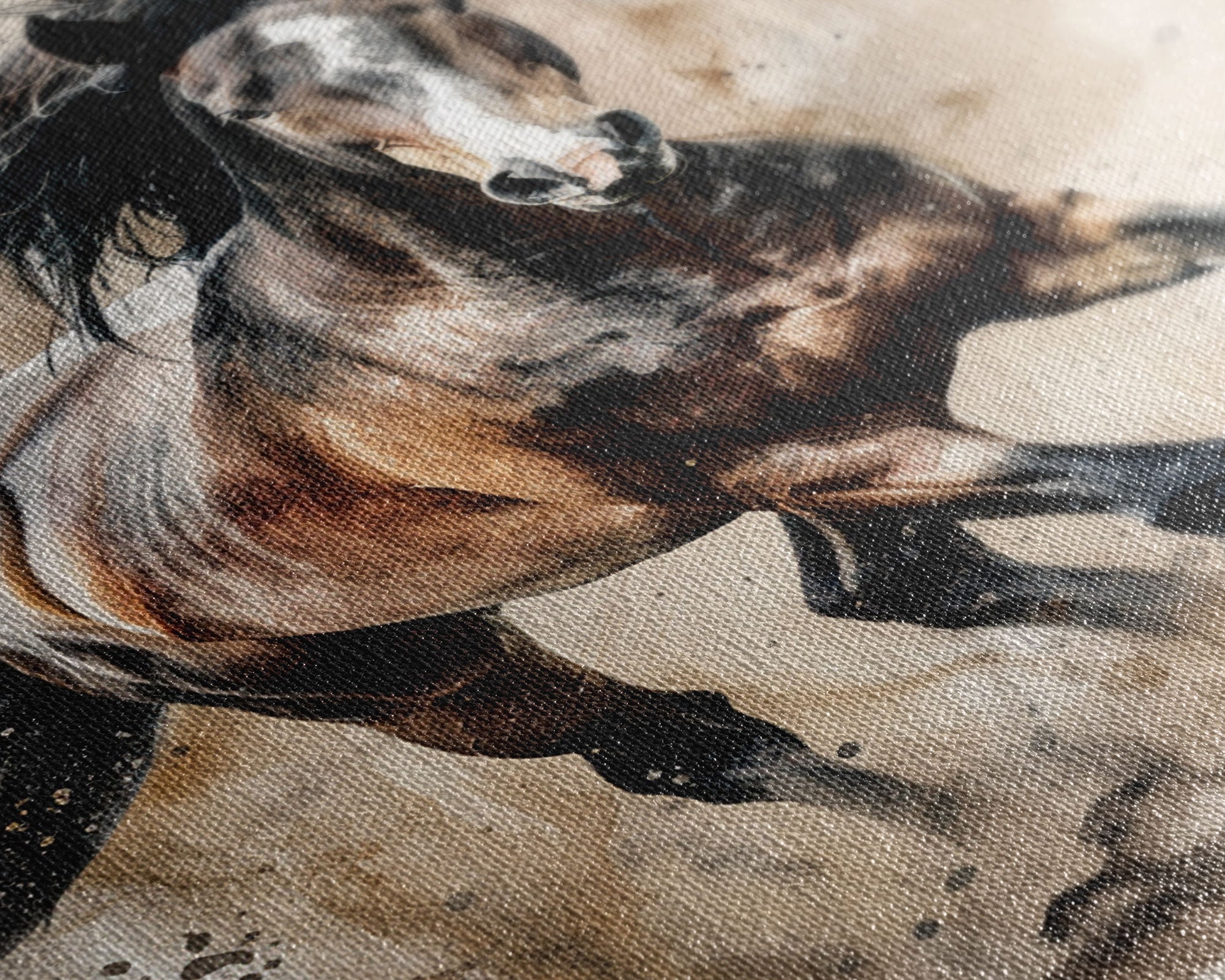 Running Horse in Motion - Framed Canvas Print, Lively Living Room Art, Vibrant Bedroom Decor, Equestrian Art, Wall Art