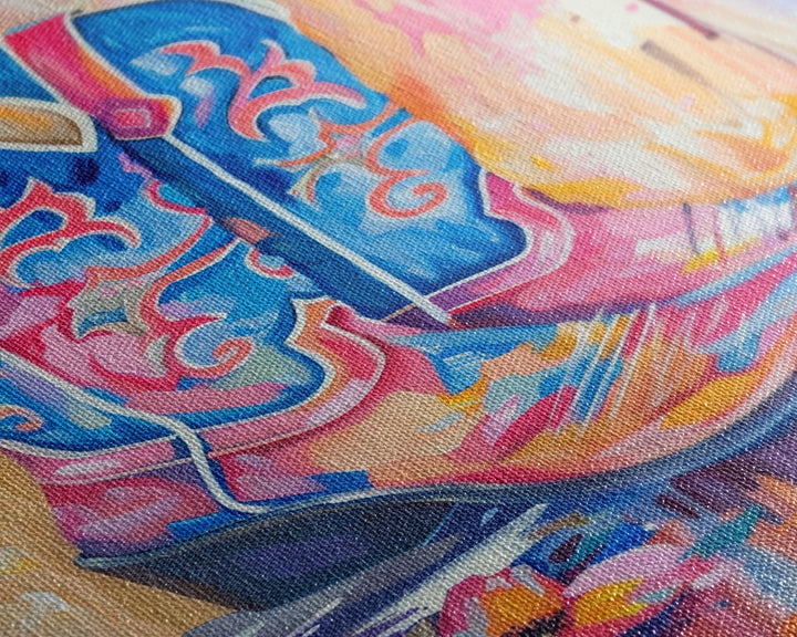 Colorful Cowboy Boots with Flowers - Framed Canvas Print, Rustic Western Decor, Vibrant Boot Wall Art for Home Decoration