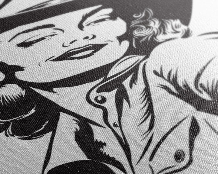 Smiling Cowgirl Portrait Art Print, Western Silhouette Framed Canvas, Vintage Cowgirl Artwork, Unique Wall Decor