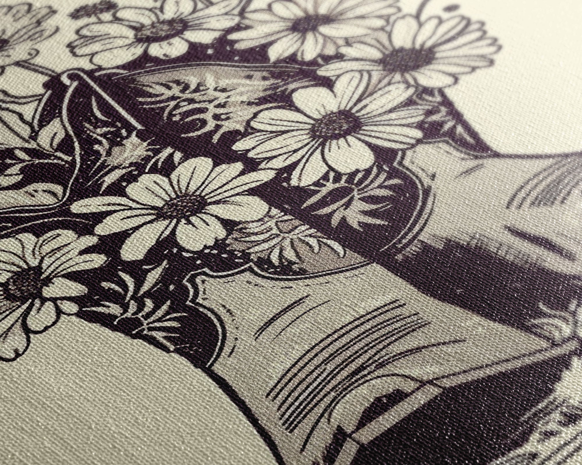 Cowboy Boots with Flowers Art Print, Western Silhouette Framed Canvas, Vintage Floral Boots Art, Unique Home Decor