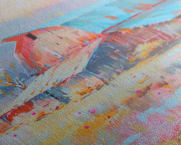 Rustic Pastel Barn in Countryside Landscape - Framed Canvas Print, Farmhouse Decor, Country Art for Living Room, Rustic Wall Art for Home