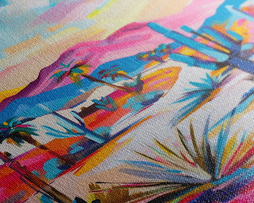 Colorful Desert Pathway Art - Framed Canvas Print, Southwestern Decor, Vibrant Living Room Wall Art, Modern Desert Landscape