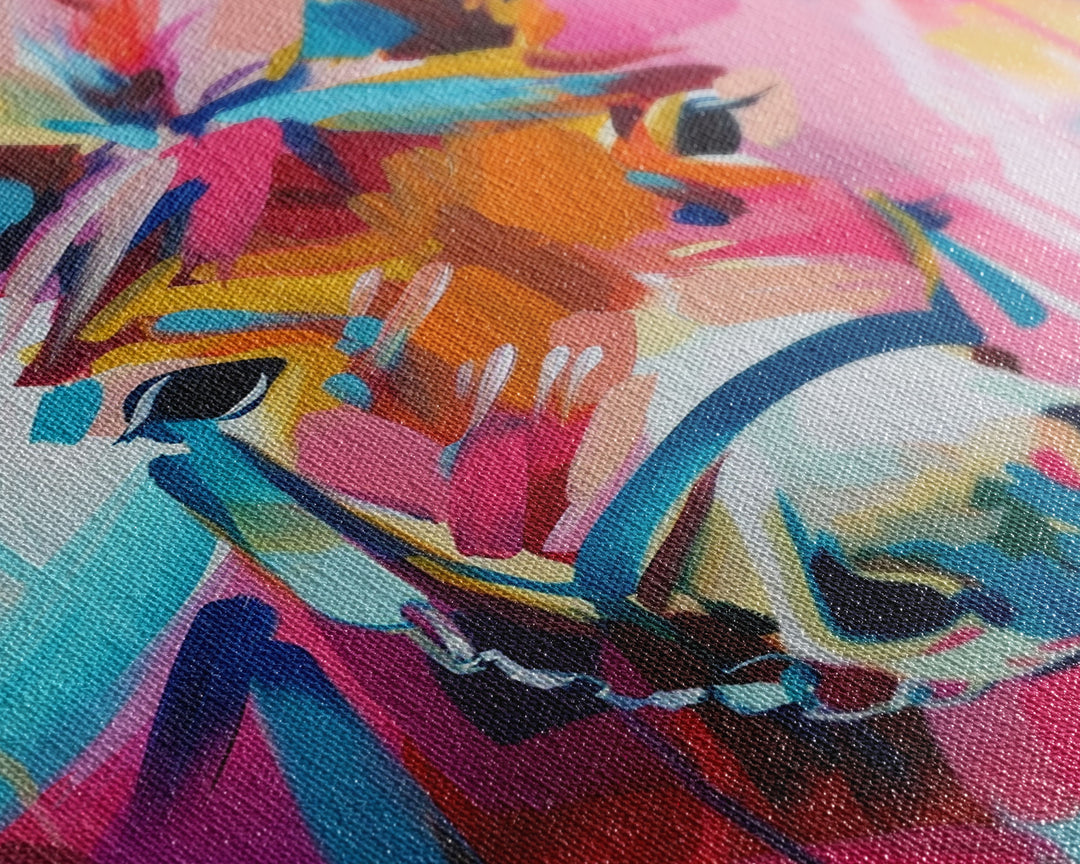 Colorful Donkey Portrait Art - Framed Canvas Print, Southwestern Decor, Vibrant Living Room Wall Art, Modern Animal Portrait