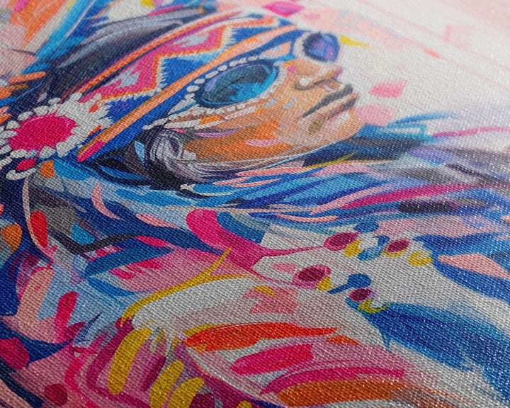 Modern Native American Framed Canvas Print - Colorful Wall Art, Tribal Decor, Bold Living Room Art, Contemporary Indigenous Artwork