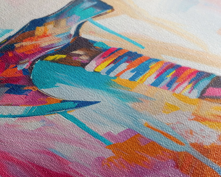 Abstract Colorful Axe Painting - Framed Canvas Print, Unique Living Room Decor, Bold Wall Art, Vibrant Home Decor