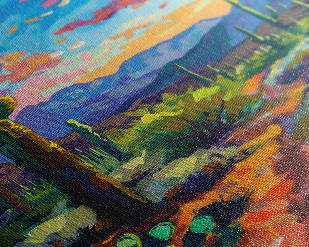 Framed Canvas Print, Cactus and Desert Path Wall Art, Vibrant Southwest Landscape for Living Room or Bedroom, Nature Art Poster Piece