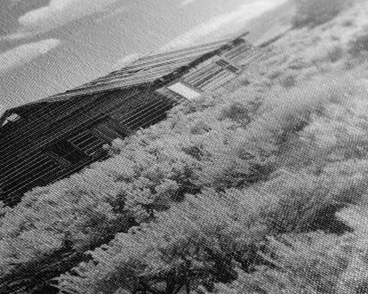 Abandoned Cabin in the Wild Black and White Photography - Framed Canvas Print, Rustic Home Decor, Vintage Landscape Wall Art