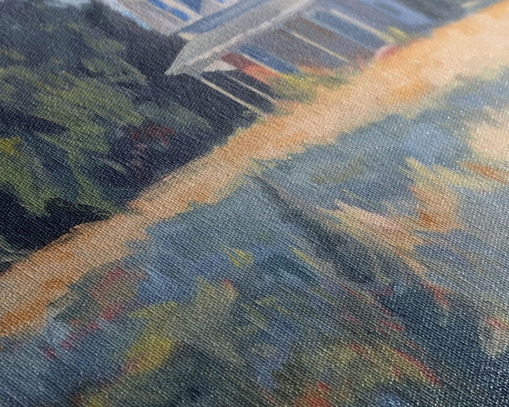 Serene Farmhouse at Dusk, Framed Canvas Print, Great for Living Room Art, Country Home Decor, Relaxing Bedroom Wall Art