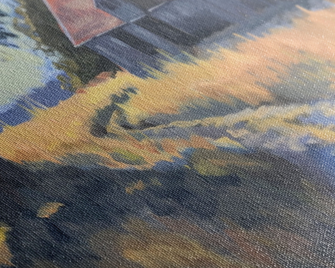 Quaint House on Country Road, Framed Canvas Print, Perfect for Living Room Art, Rustic Home Decor, Serene Bedroom Wall Art