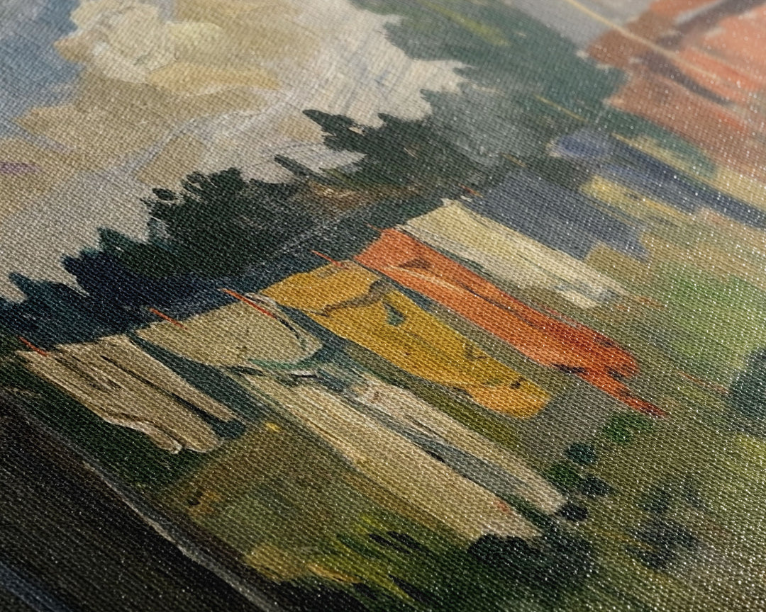 Sunny Day on the Farm with Clothesline, Framed Canvas Print, Rustic Wall Art, Living Room Decor, Farmhouse Style, Country Scene