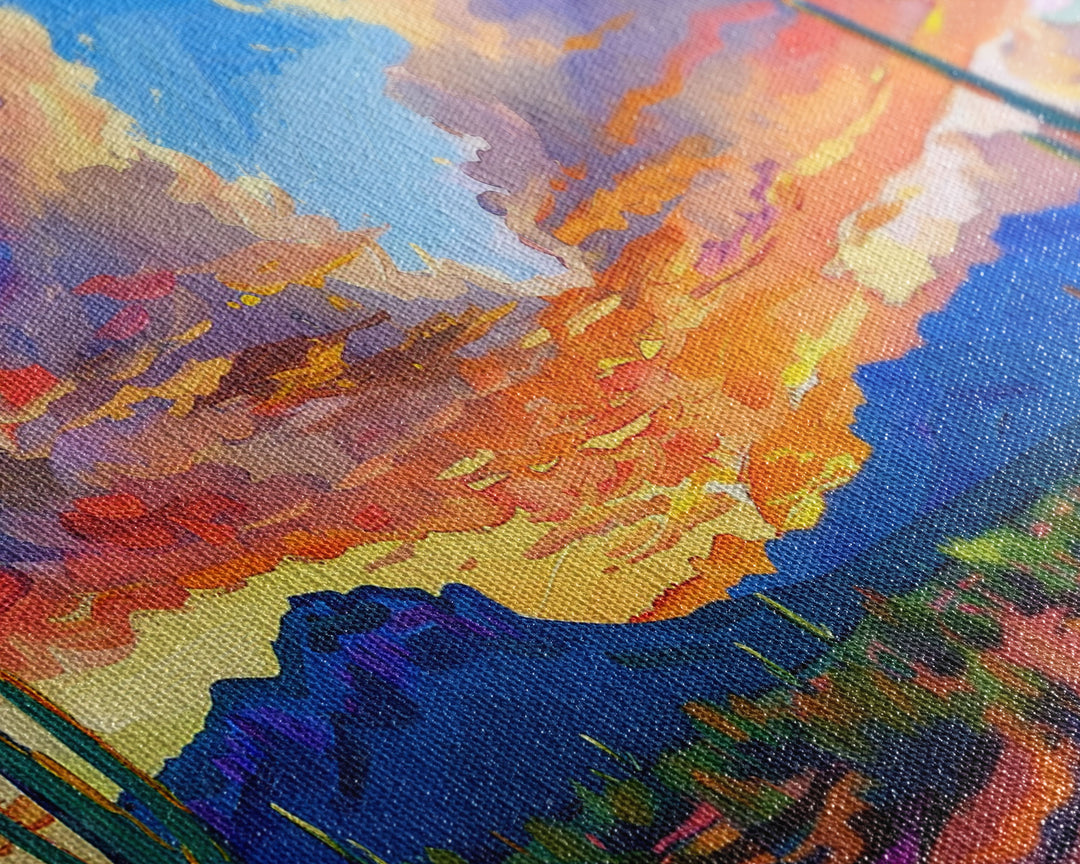 Stunning Desert Sunset with Cacti Silhouettes, Framed Canvas Print for Bedroom Art, Great for Boho and Southwestern Decor