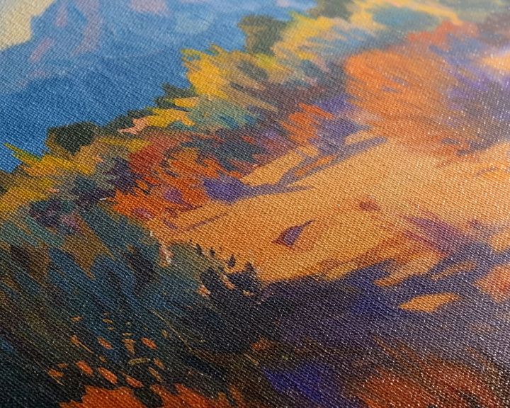 Serene desert landscape with vibrant colors, Framed Canvas Print, perfect for boho living room, southwestern wall art decor