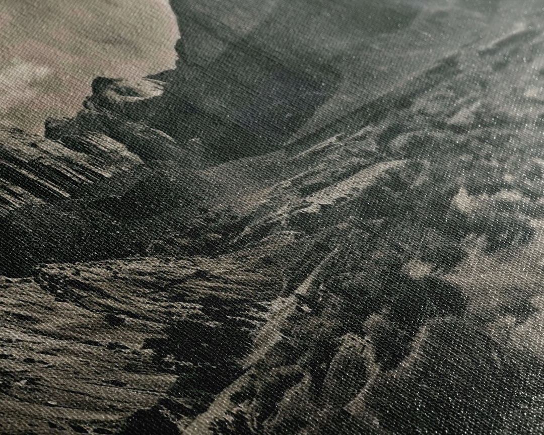 Majestic Mountain Range in Vintage Style, Framed Canvas Print for Living Room Decor, Ideal Bedroom Wall Art, Western Landscape