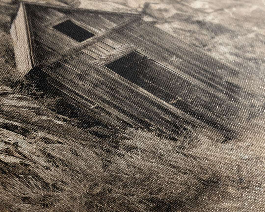 Old Wooden Shack in Rocky Terrain, Farmhouse Style Framed Canvas Print for Bedroom Art, Historical Home Decoration, Rustic Wall Art Piece