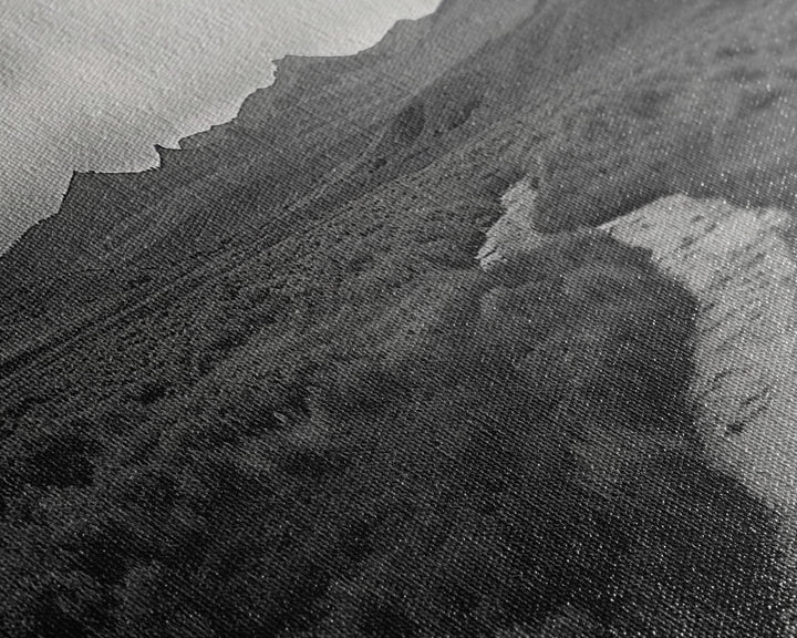 River and Rolling Hills Under Cloudy Sky, Black and White Framed Canvas Print Rustic Farmhouse Living Room Decor, Landscape Art, Home Decor