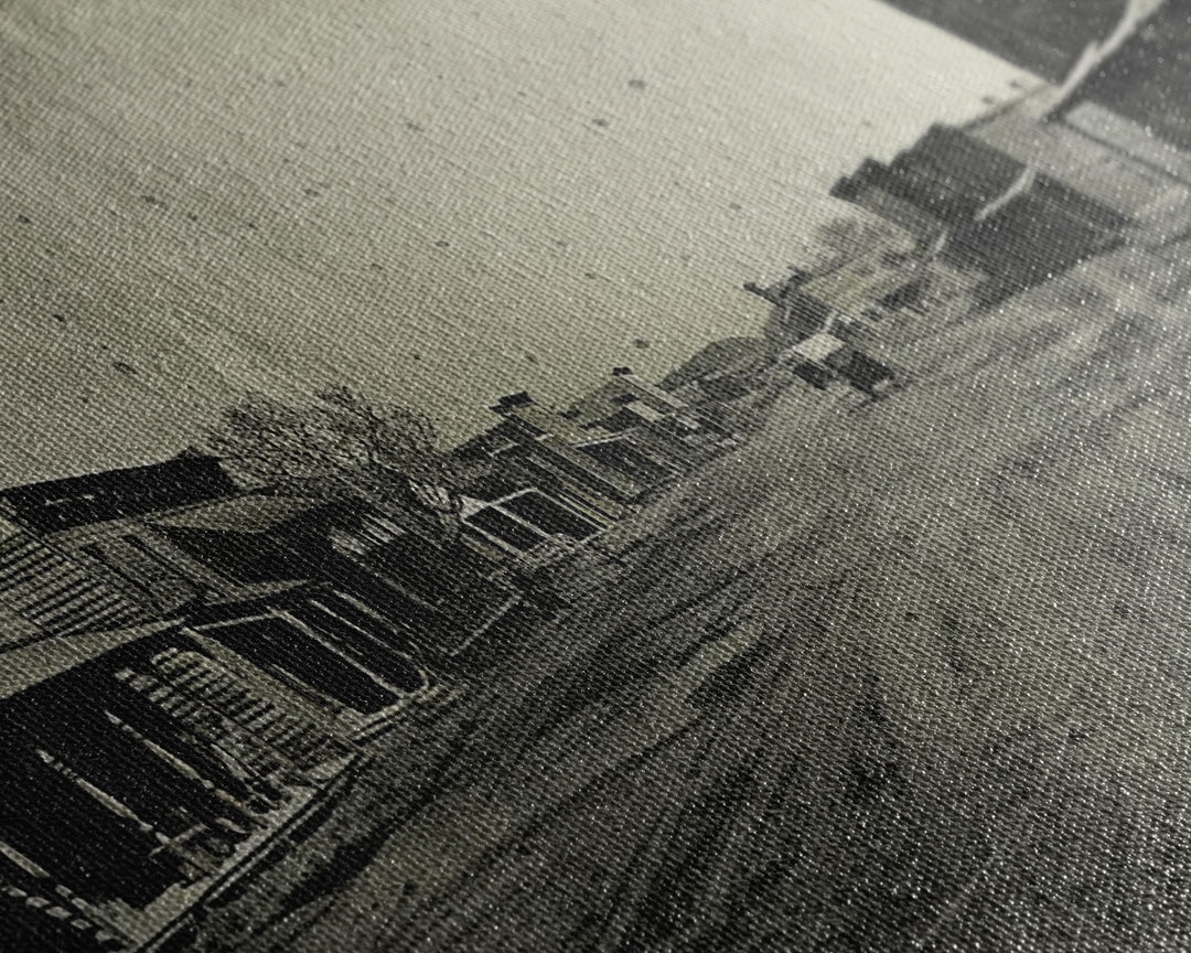 Deserted Old West Town Street, Sepia Framed Canvas Print Farmhouse Living Room Wall Art, Vintage Home Decor, Rustic Art Piece