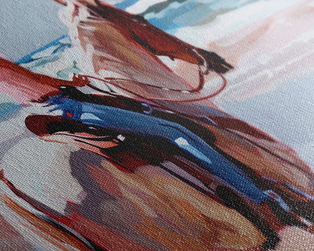 Horseback Riding by the Sea, Calm Framed Canvas Print, Perfect for Coastal Living Room Art, Beach Bedroom Decor, Equestrian Wall Art