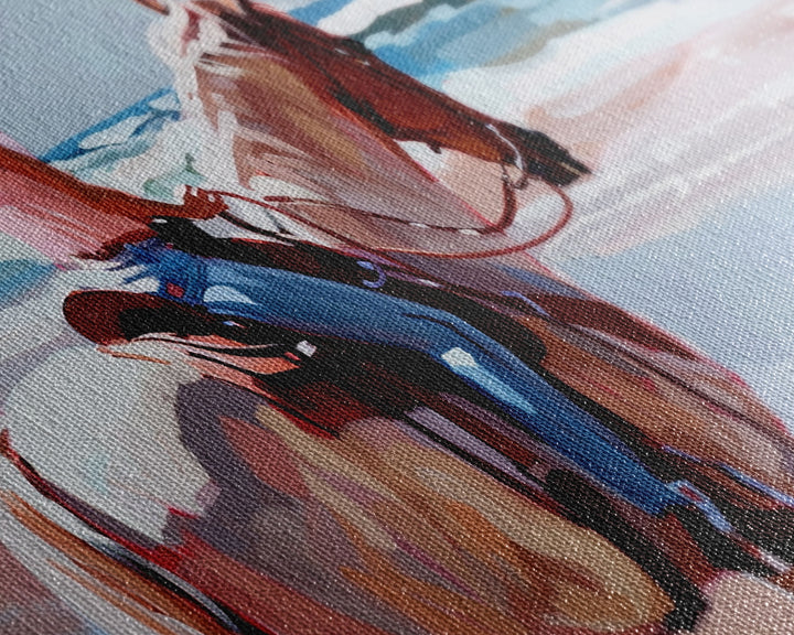 Horseback Riding by the Sea, Calm Framed Canvas Print, Perfect for Coastal Living Room Art, Beach Bedroom Decor, Equestrian Wall Art