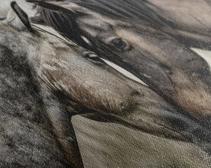 Heartfelt Connection of Two Horses, Ideal for Living Room Art, Framed Canvas Print, Bedroom Decor, Home Decoration, Animal Lover Gift