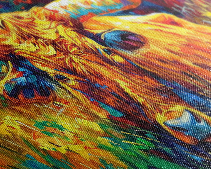 Herd of Cattle in Bright Colors, Ideal for Living Room Art, Framed Canvas Print, Bedroom Decor, Home Decoration, Contemporary Farmhouse Art