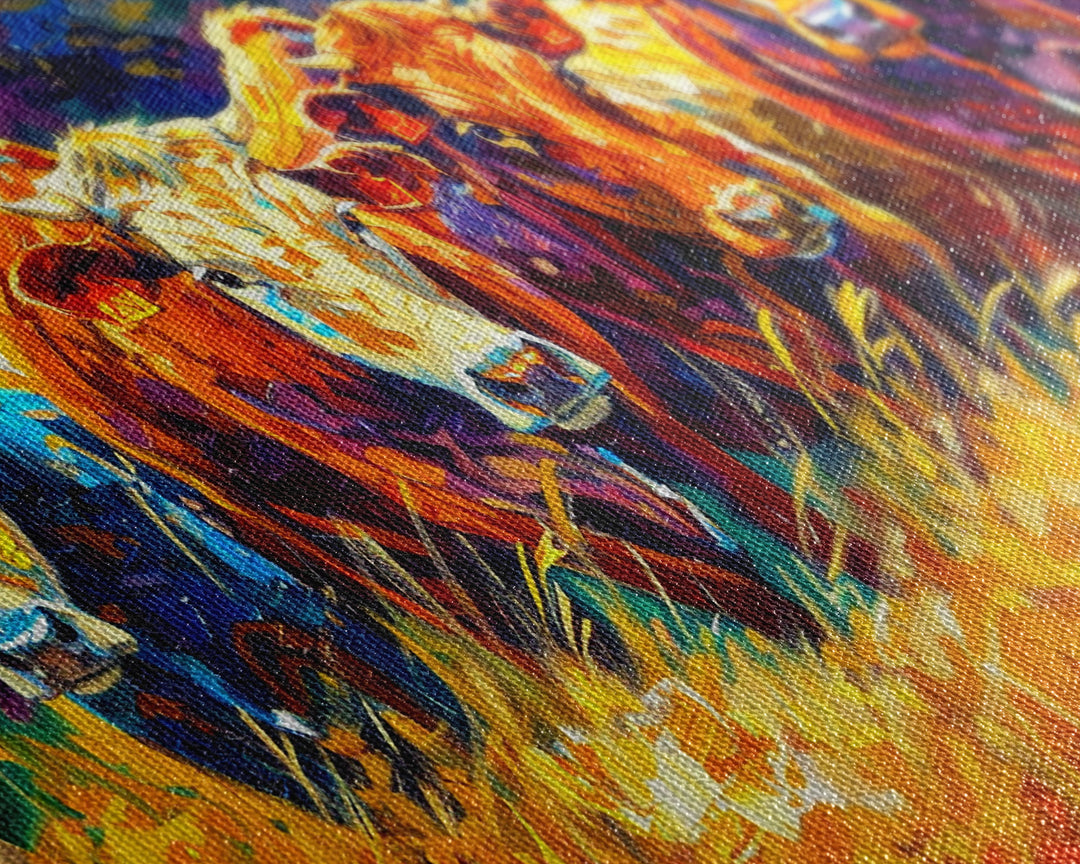 Bold and Colorful Bull Portrait, Perfect for Living Room Art, Framed Canvas Print, Bedroom Decor, Home Decoration, Vibrant Animal Art