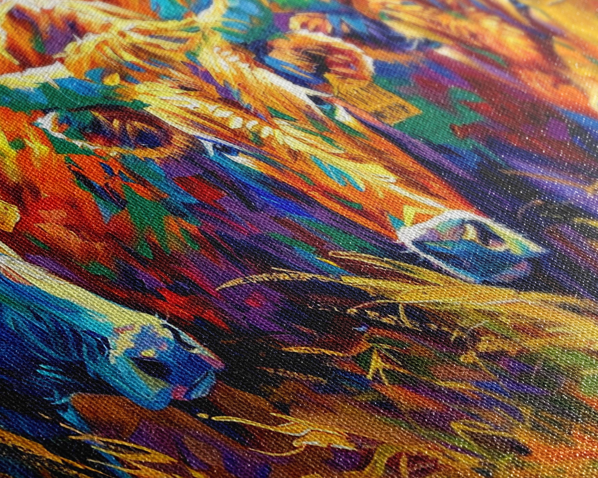 Expressive Cattle in Bright Colors, Ideal for Living Room Art, Framed Canvas Print, Bedroom Decor, Home Decoration, Unique Farmhouse Decor