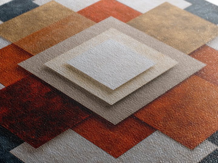 Modern Geometric Composition for Living Spaces Framed Canvas Print, Wall Art, Heart, Living Room Decor, Fine Art, WAL-1x1-28