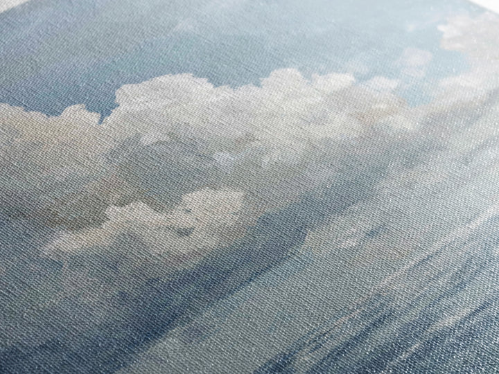 Classic Seascape with Dramatic Clouds Framed Canvas Print, Wall Art, Living Room Decor, Oil Painting, Minimalist Decor, WAL-1x1-51