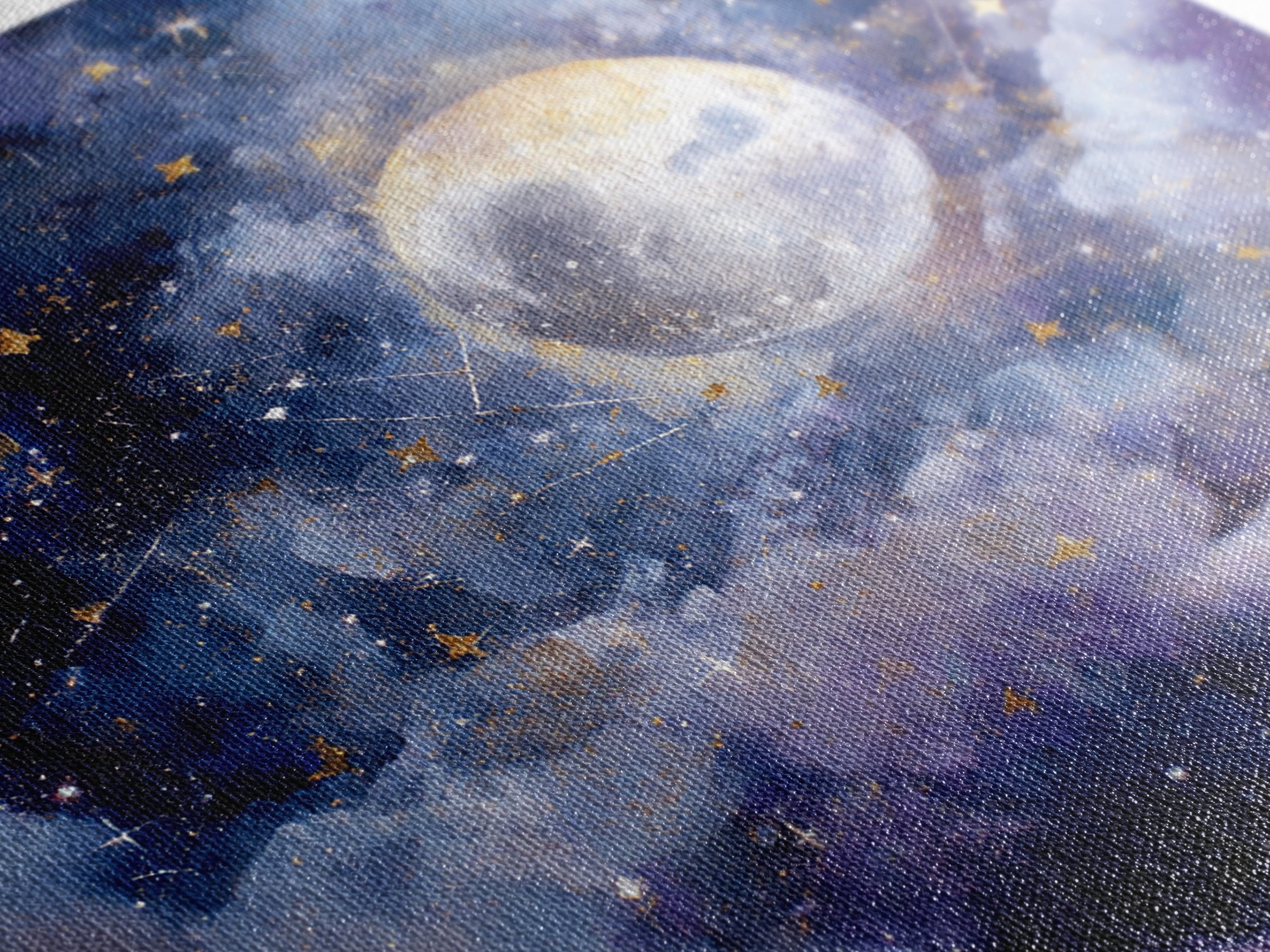 Celestial Moon and Stars Artwork Framed Canvas Print, Wall Art, Gallery Decor, Living Room Decor, Fine Art, Home Decor, WAL-1x1-62
